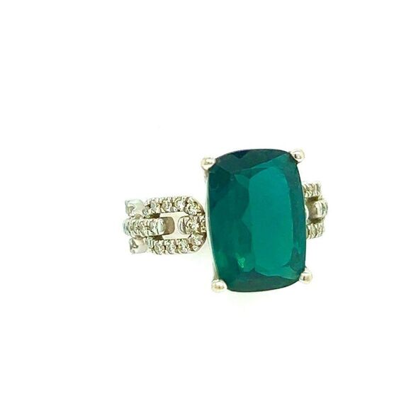 Natural Tourmaline Diamond Ring 6 14k W Gold 5 TCW Certified 304176 - Picture 7 of 14